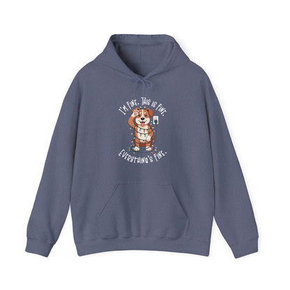 I'm Fine This Is Fine Dog Christmas Lights Hoodie