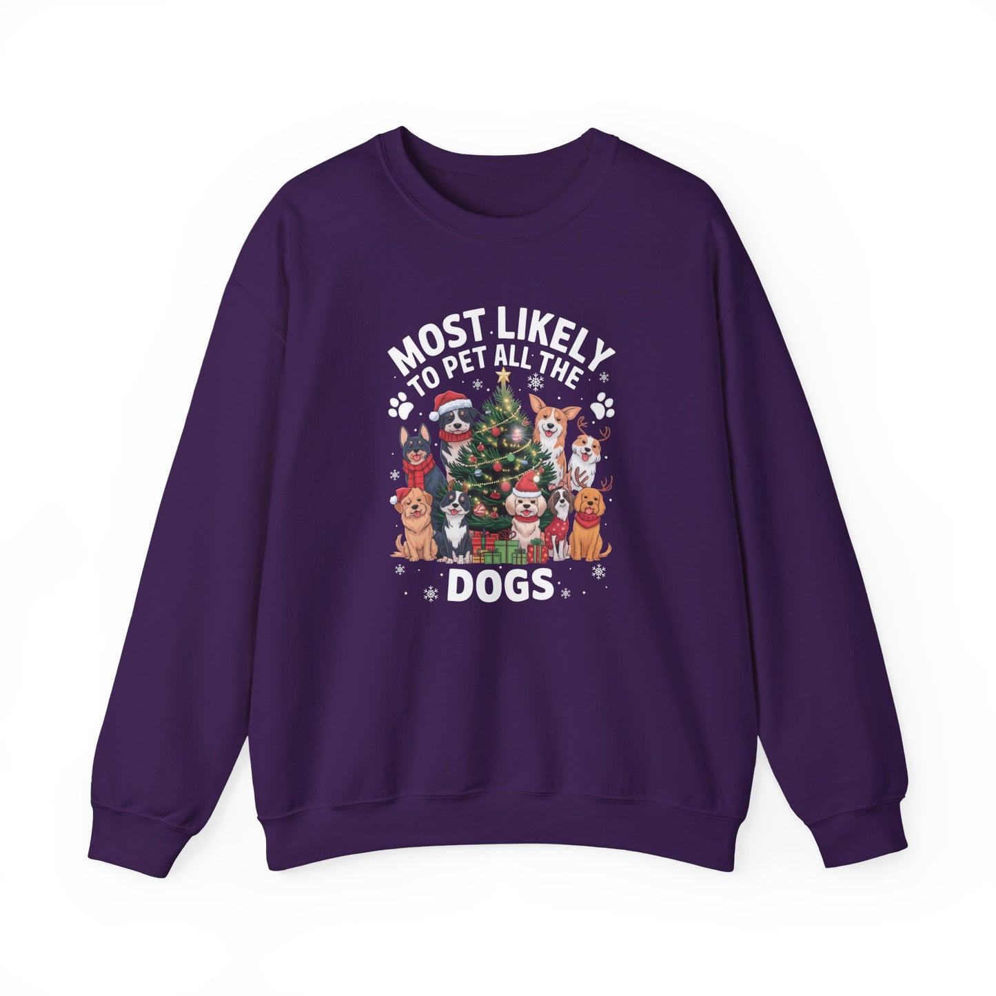 Most Likely to Pet All the Dogs Christmas Unisex Sweatshirt