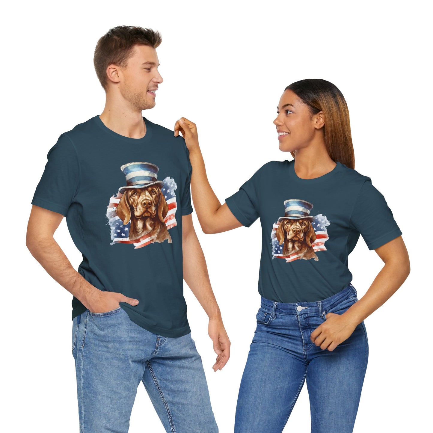 Patriotic Pup Tee – Red, White & Woof!