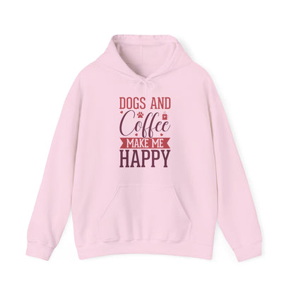 “Dogs and Coffee Make Me Happy” Unisex Hoodie – Cozy Dog Lover & Coffee Addict Sweatshirt