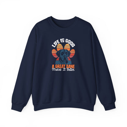Great Dane Life Sweatshirt | Retro Sunset Dog Lover Gift