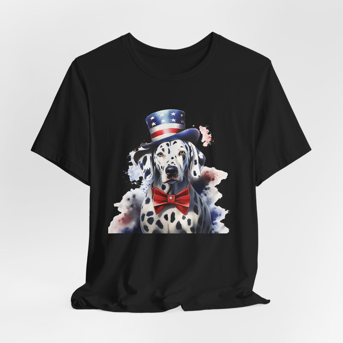 Patriotic Dalmatian in Stars & Stripes Hat – Unisex T-Shirt