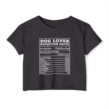 Dog Lover Nutrition Facts Crop Top – Funny Dog Mom Tee