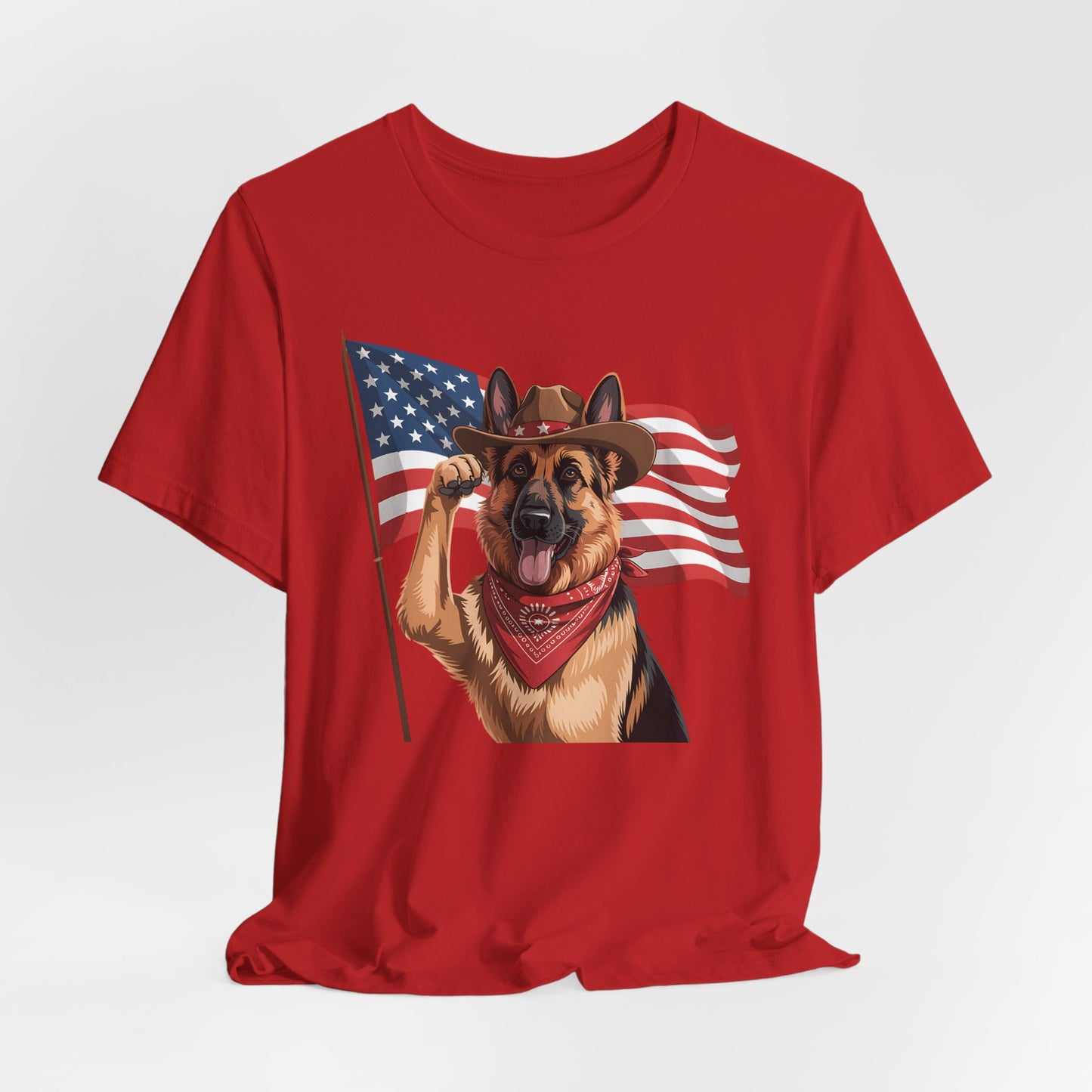 Stars, Stripes & Shepherds Tee – Cowboy Canine Patriot