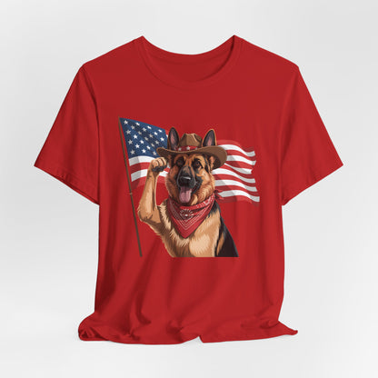 Stars, Stripes & Shepherds Tee – Cowboy Canine Patriot