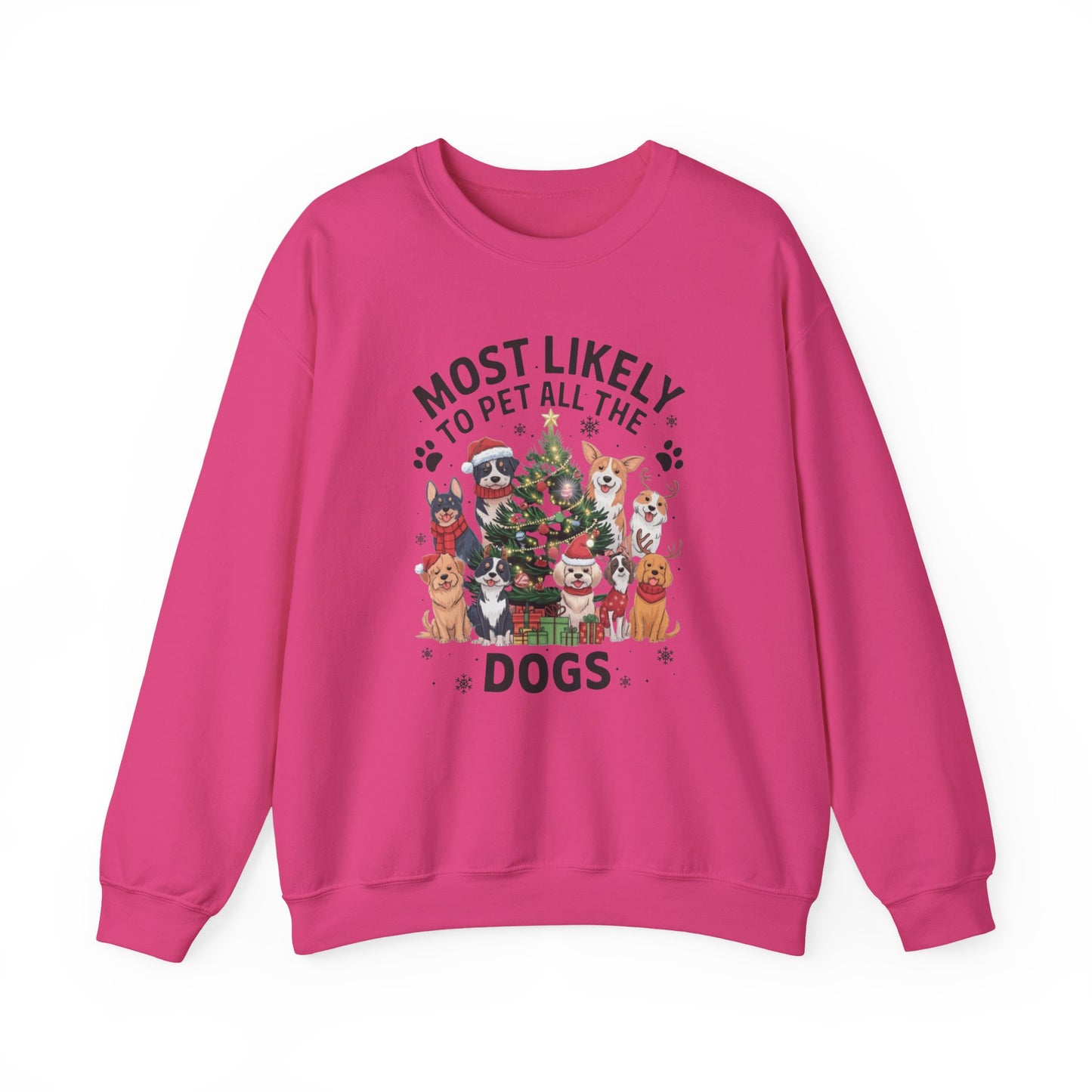 Most Likely to Pet All the Dogs Christmas Unisex Sweatshirt