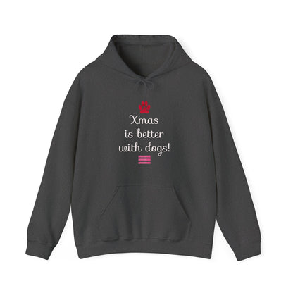 Xmas Is Better with Dogs - Holiday Paw Print Hoodie