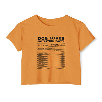 Dog Lover Nutrition Facts Crop Top – Funny Dog Mom Tee