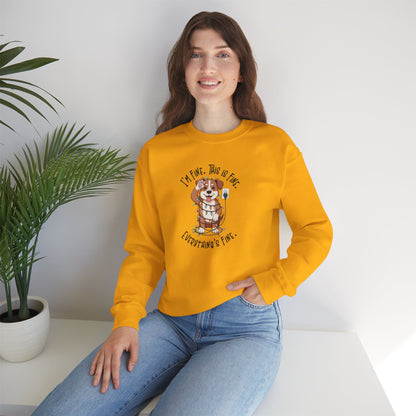 I'm Fine This Is Fine Dog Christmas Lights Sweatshirt