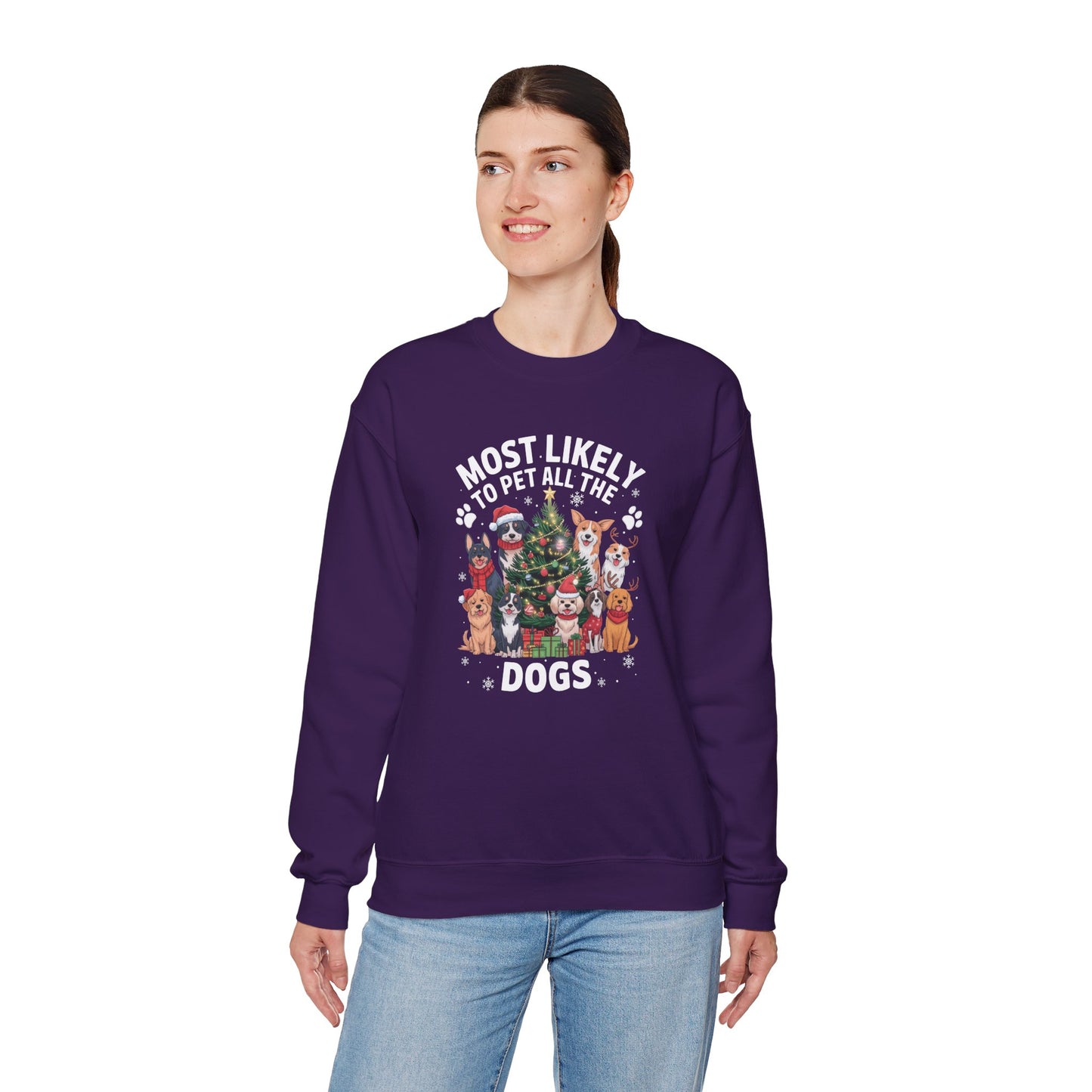 Most Likely to Pet All the Dogs Christmas Unisex Sweatshirt