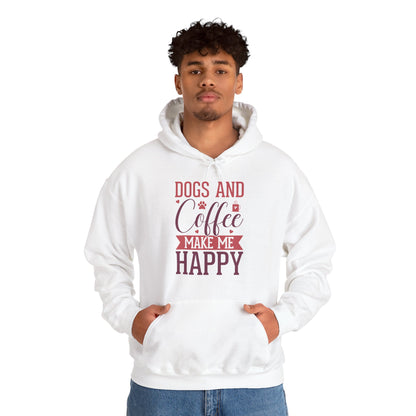 “Dogs and Coffee Make Me Happy” Unisex Hoodie – Cozy Dog Lover & Coffee Addict Sweatshirt