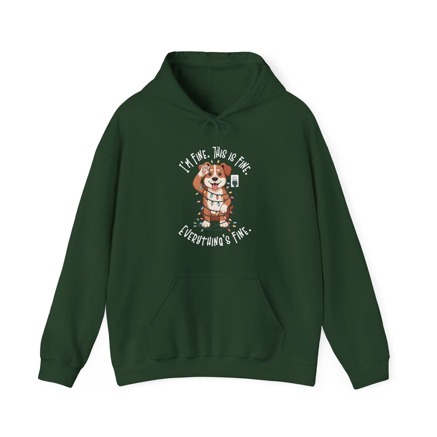 I'm Fine This Is Fine Dog Christmas Lights Hoodie