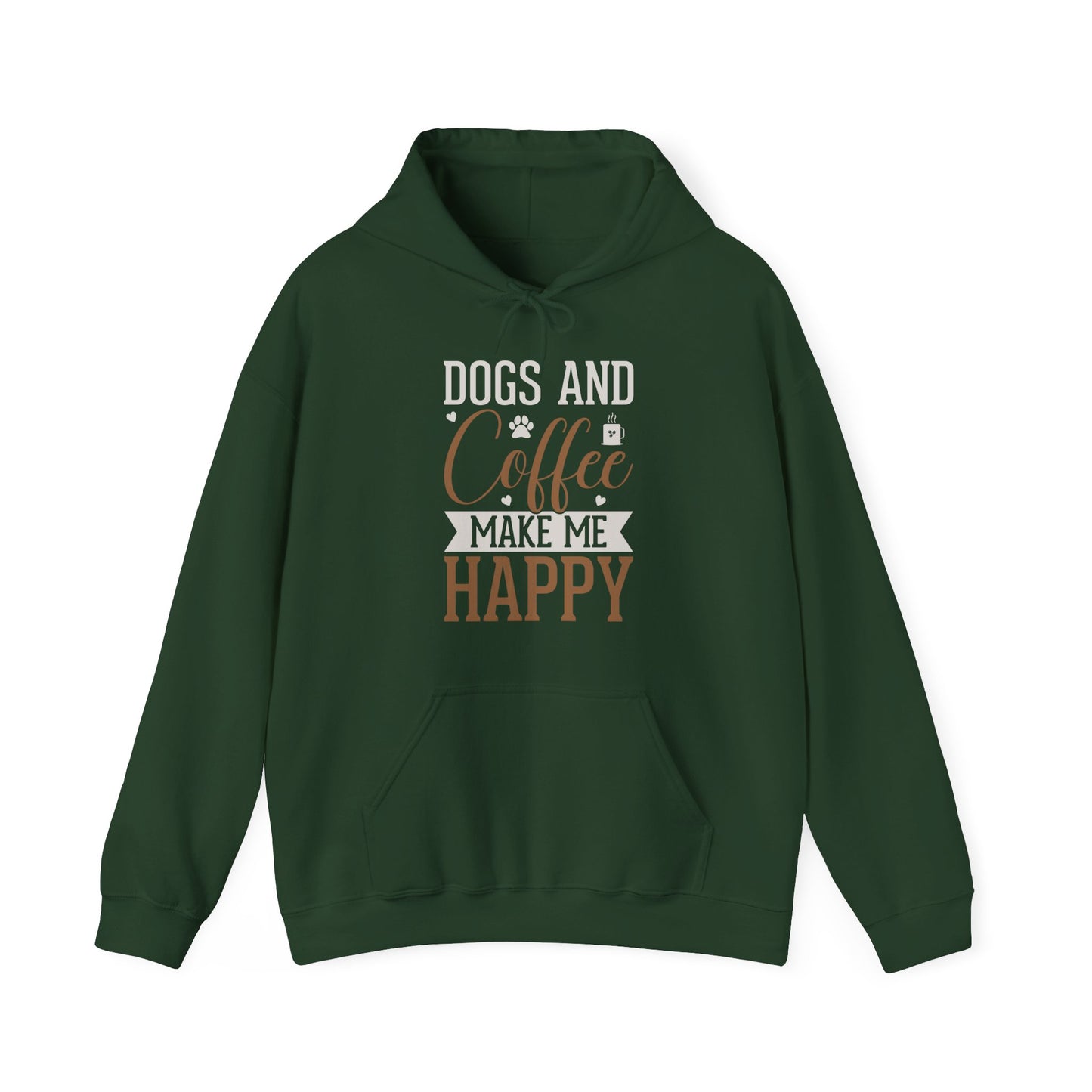 “Dogs and Coffee Make Me Happy” Unisex Hoodie – Cozy Dog Lover & Coffee Addict Sweatshirt