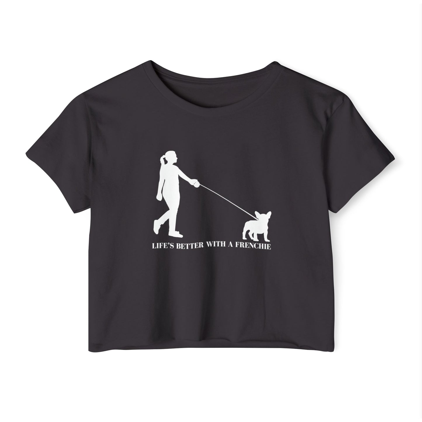 Woman and Her Frenchie Crop Top  Tee