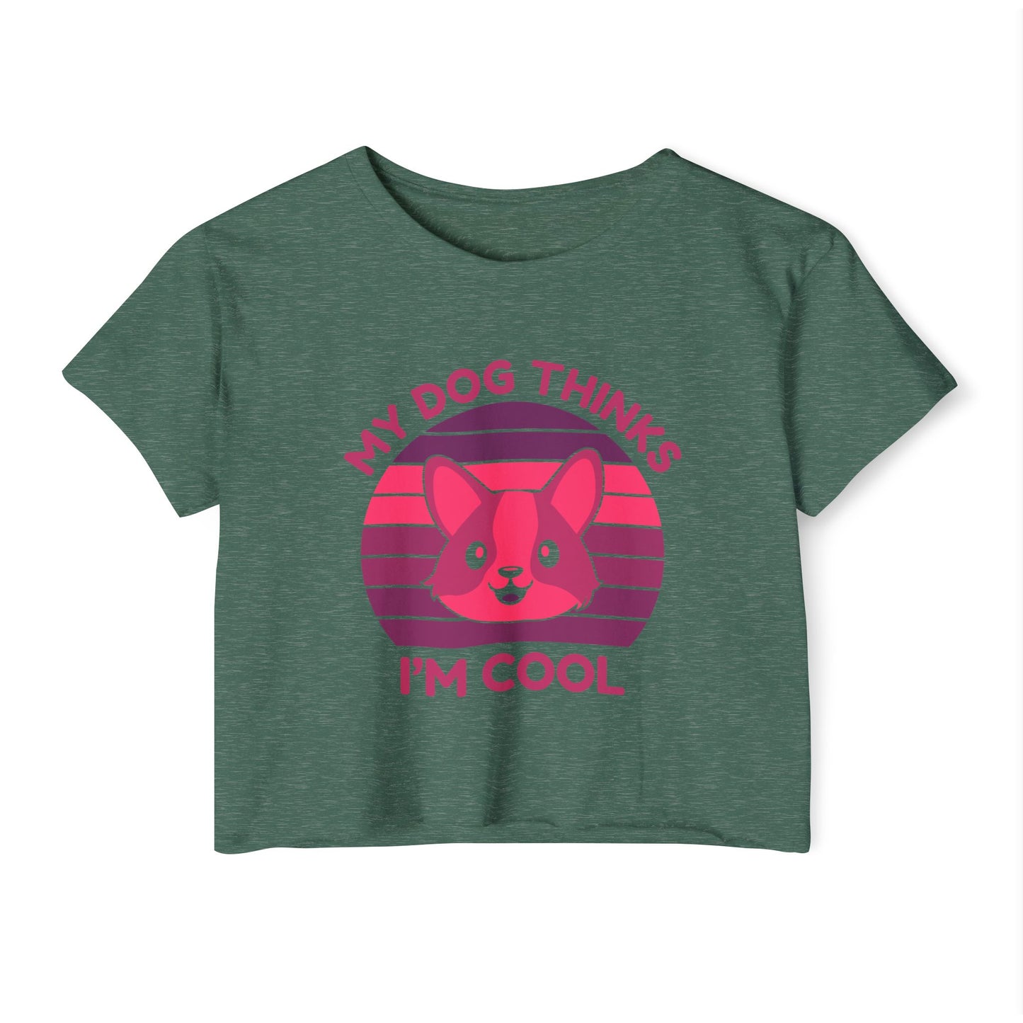 My Dog Thinks I’m Cool Crop Top – Funny Dog Lover Shirt for Women