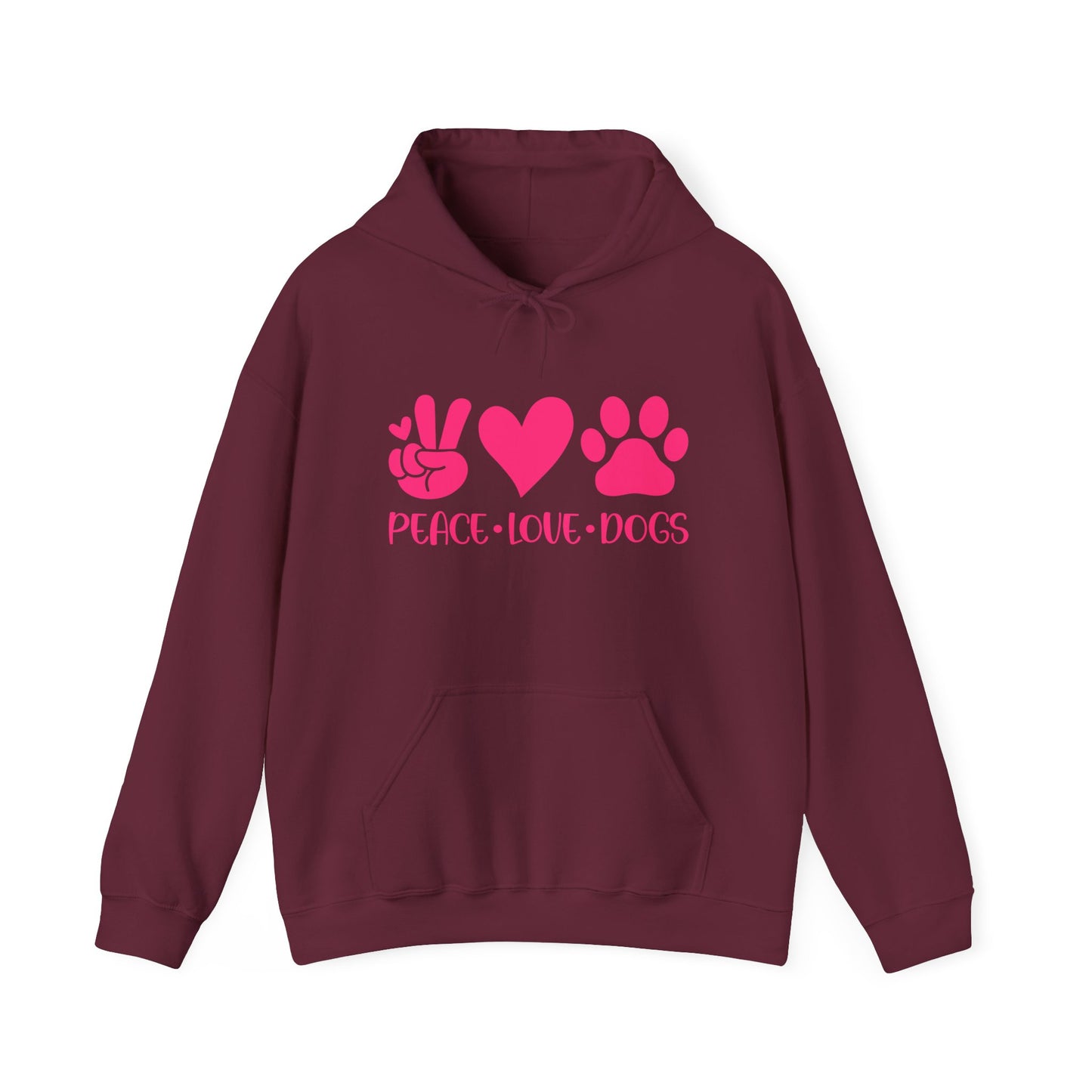 Peace Love Dogs - Pink Hearts and Paws Hoodie