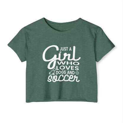 "Just a Girl Who Loves Dogs and Soccer" Crop Top Tee
