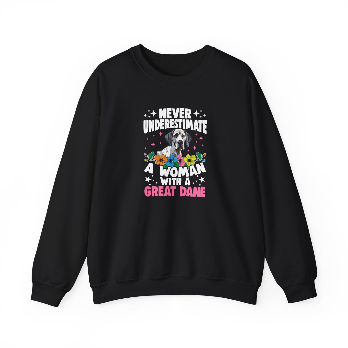 Woman With A Great Dane Sweatshirt | Funny Floral Dog Mom Gift