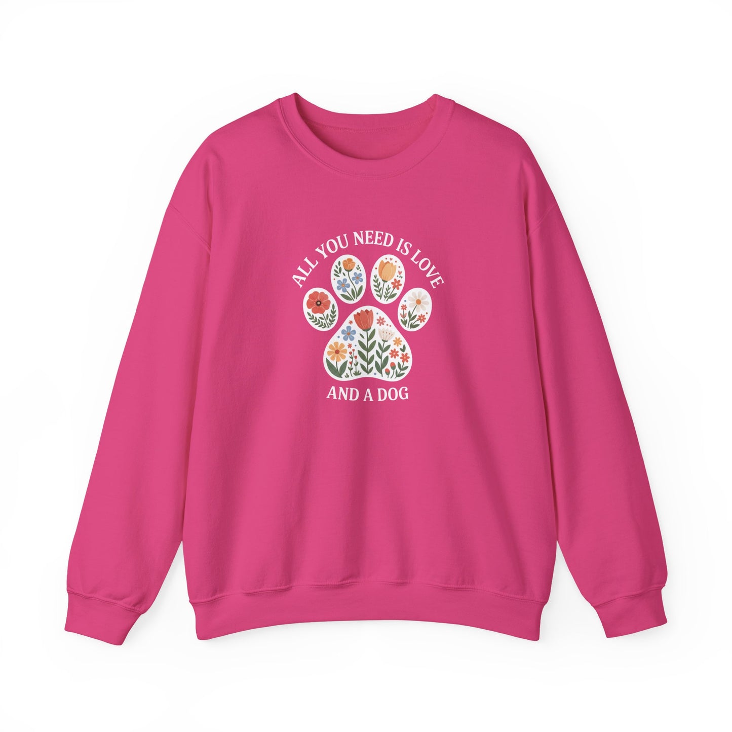 All You Need Is Love & A Dog | Floral Paw Print Sweatshirt