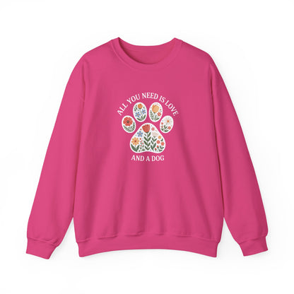 All You Need Is Love & A Dog | Floral Paw Print Sweatshirt
