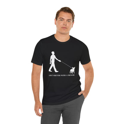 Man and His Frenchie – Minimalist Line Art Unisex T-Shirt