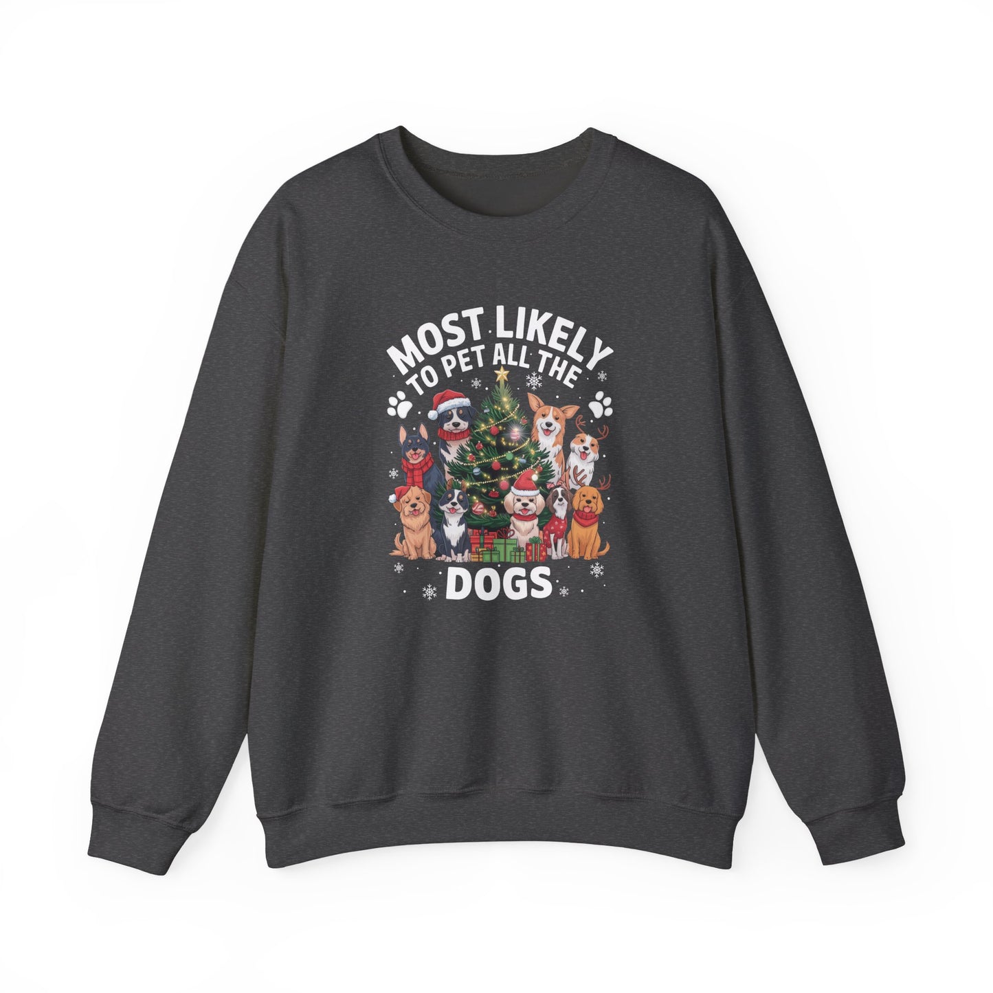 Most Likely to Pet All the Dogs Christmas Unisex Sweatshirt