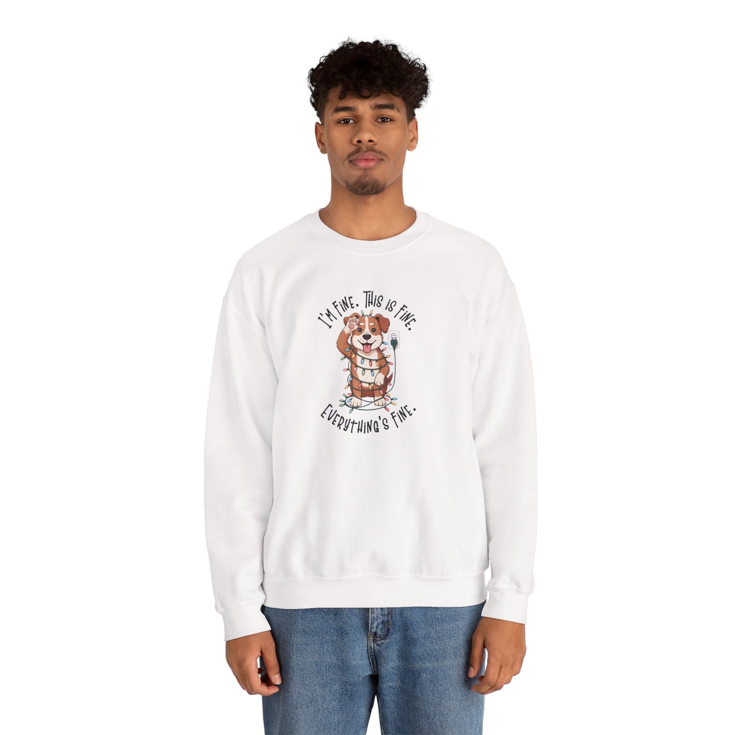 I'm Fine This Is Fine Dog Christmas Lights Sweatshirt
