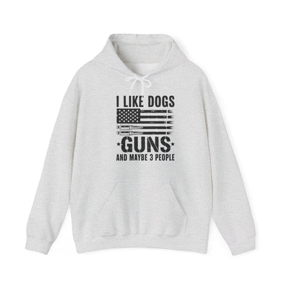 "I Like Dogs, Guns & Maybe 3 People" Patriotic Unisex Hoodie
