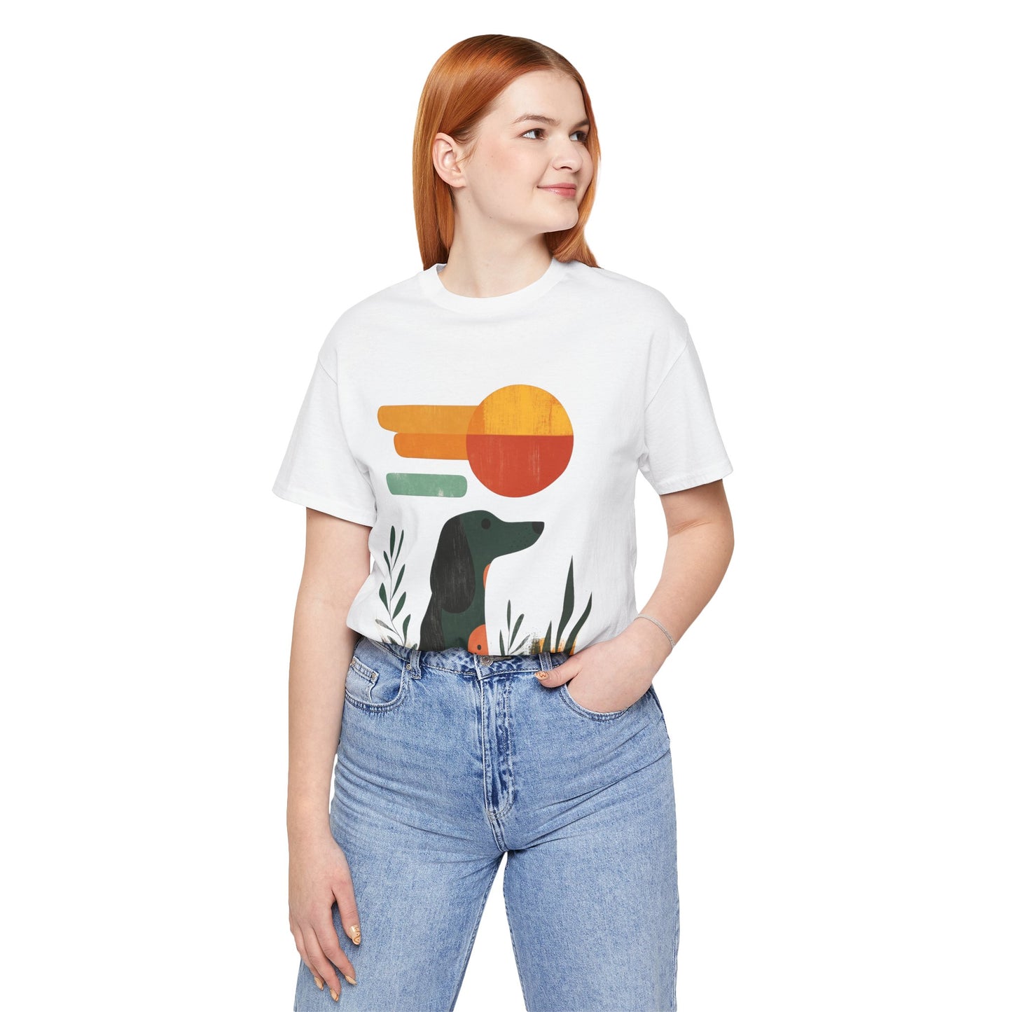 Dachshund Retro Sunset Minimalist Unisex Tee