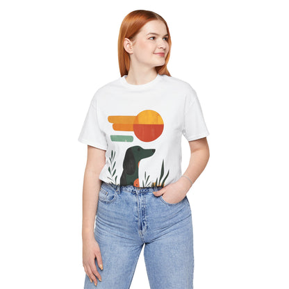Dachshund Retro Sunset Minimalist Unisex Tee