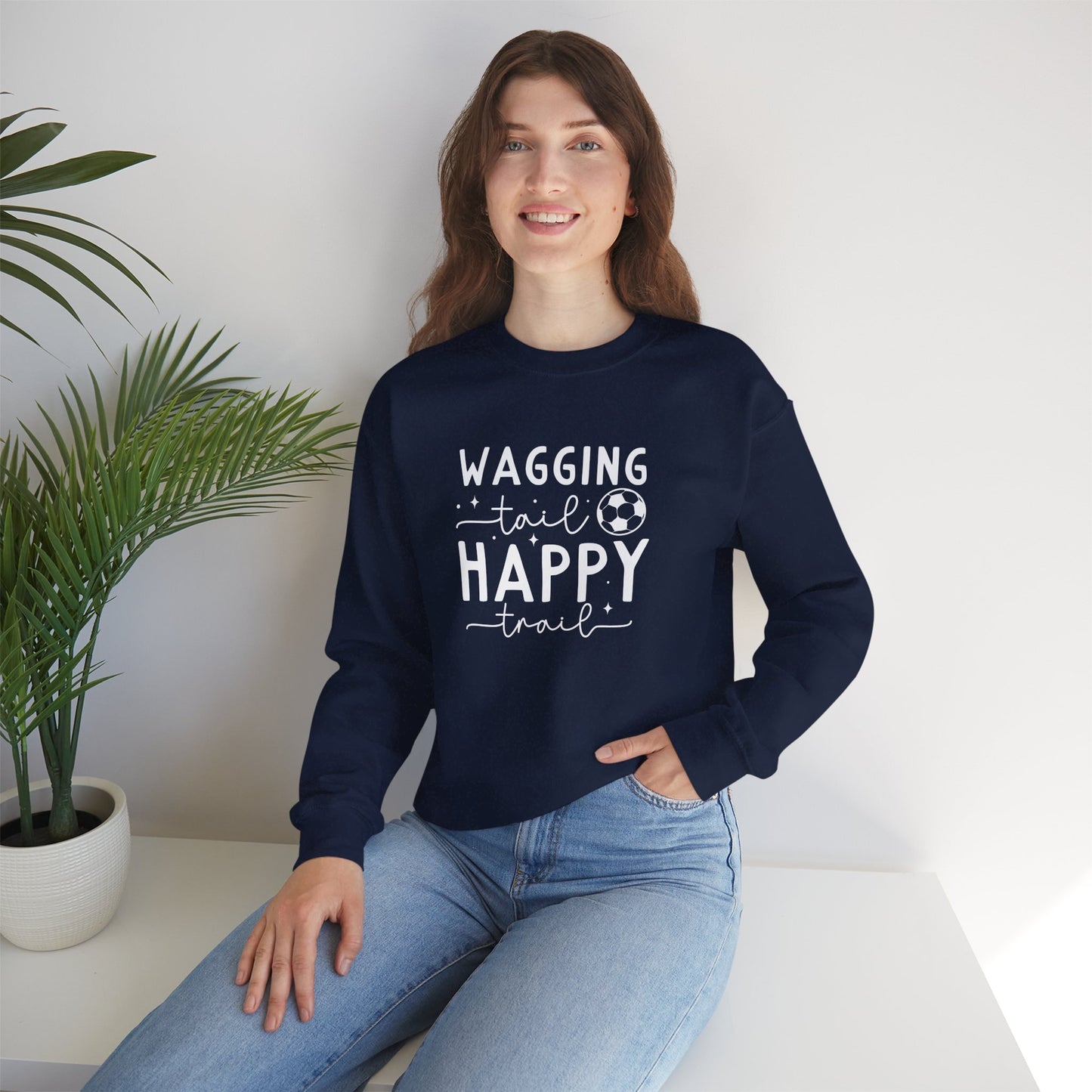 Wagging Tail Happy Trail Sweatshirt | Funny Soccer Dog Gift
