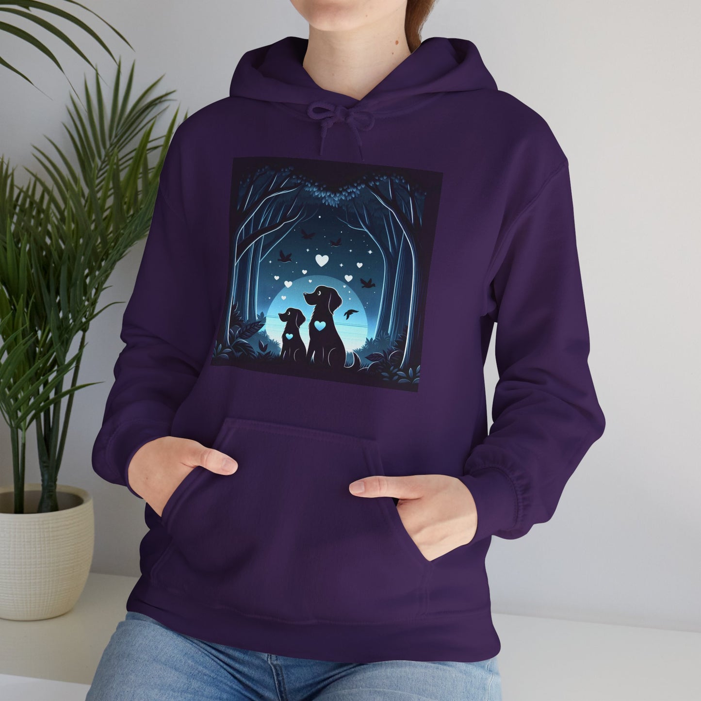 Dog Love in the Moonlight - Forest Unisex Hoodie