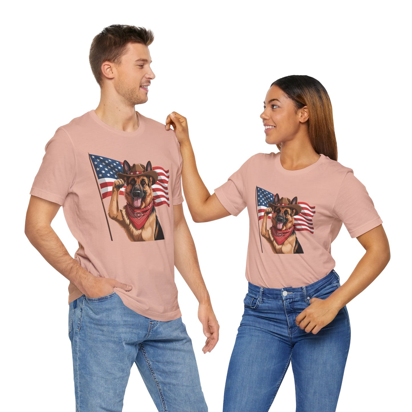 Stars, Stripes & Shepherds Tee – Cowboy Canine Patriot