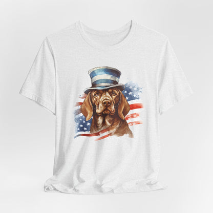 Patriotic Pup Tee – Red, White & Woof!