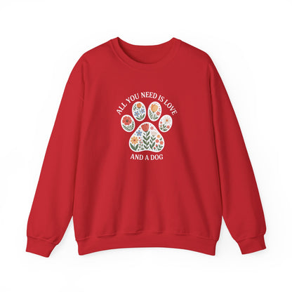 All You Need Is Love & A Dog | Floral Paw Print Sweatshirt