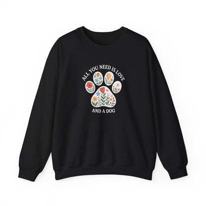 All You Need Is Love & A Dog | Floral Paw Print Sweatshirt