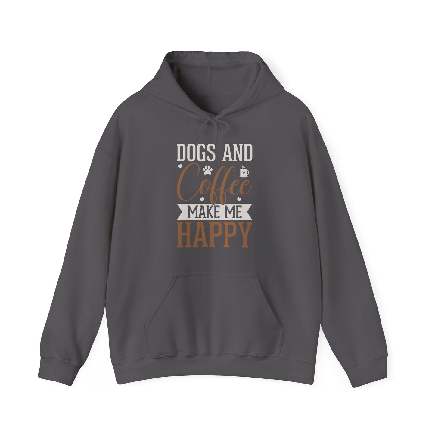 “Dogs and Coffee Make Me Happy” Unisex Hoodie – Cozy Dog Lover & Coffee Addict Sweatshirt