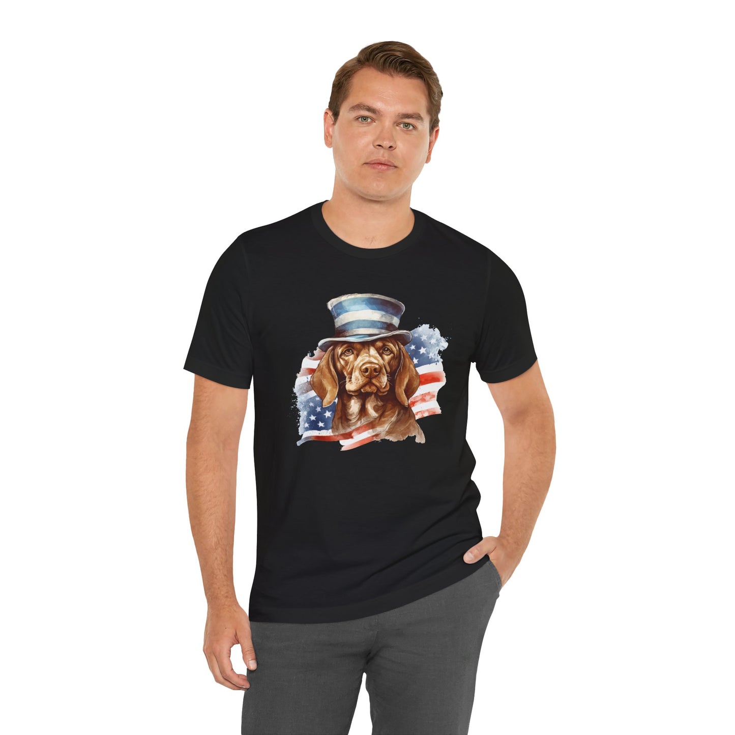 Patriotic Pup Tee – Red, White & Woof!