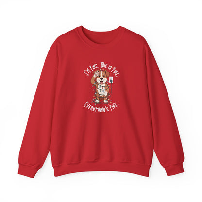 I'm Fine This Is Fine Dog Christmas Lights Sweatshirt