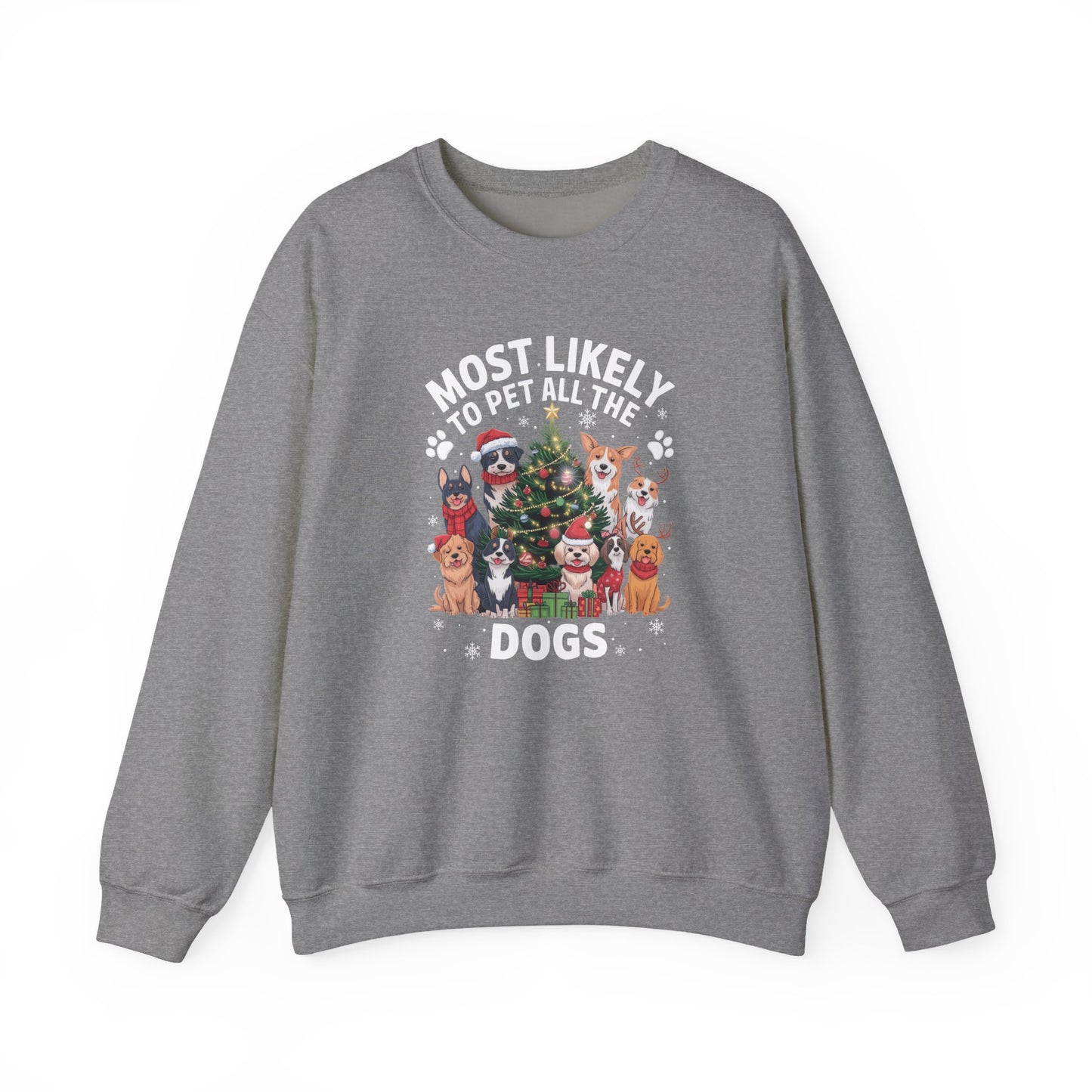 Most Likely to Pet All the Dogs Christmas Unisex Sweatshirt