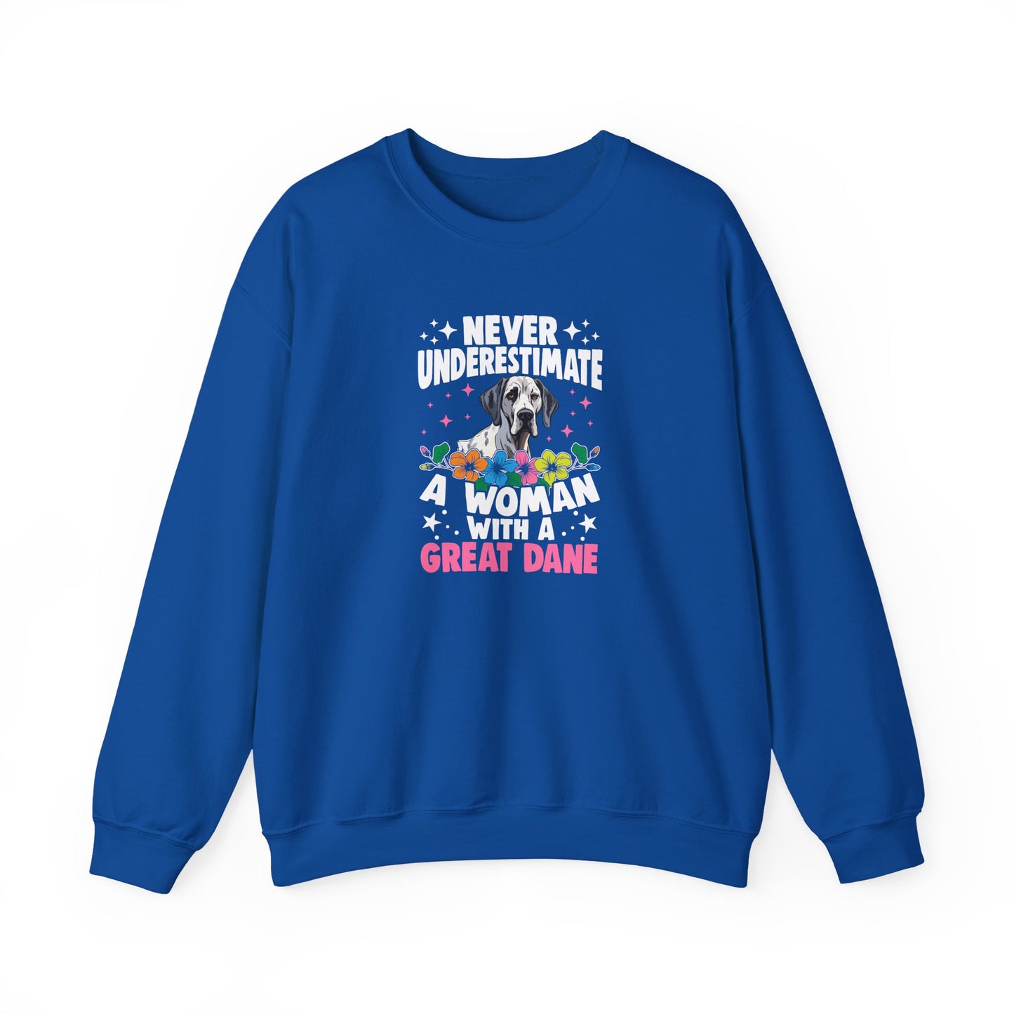 Woman With A Great Dane Sweatshirt | Funny Floral Dog Mom Gift