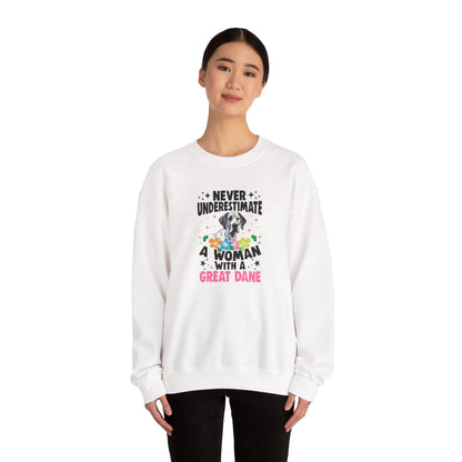 Woman With A Great Dane Sweatshirt | Funny Floral Dog Mom Gift
