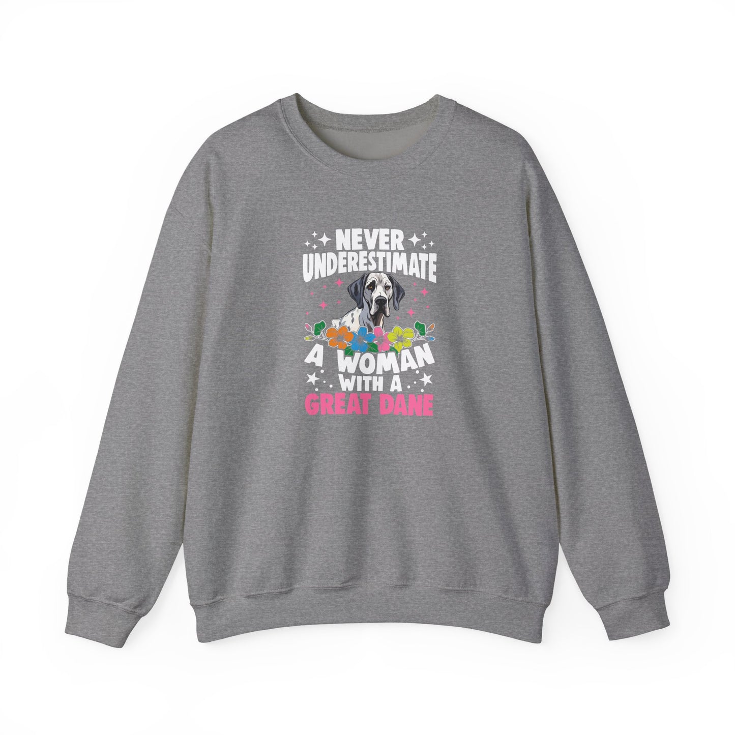 Woman With A Great Dane Sweatshirt | Funny Floral Dog Mom Gift