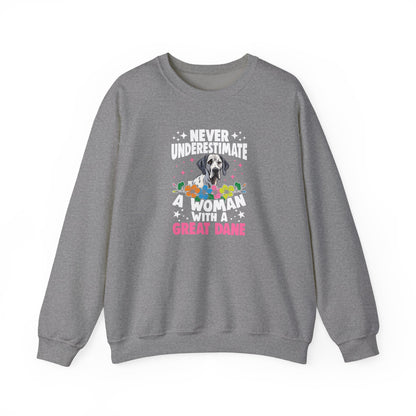 Woman With A Great Dane Sweatshirt | Funny Floral Dog Mom Gift