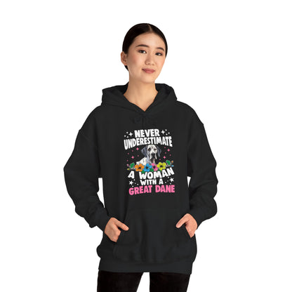 Woman With A Great Dane Hoodie | Funny Floral Dog Mom Gift