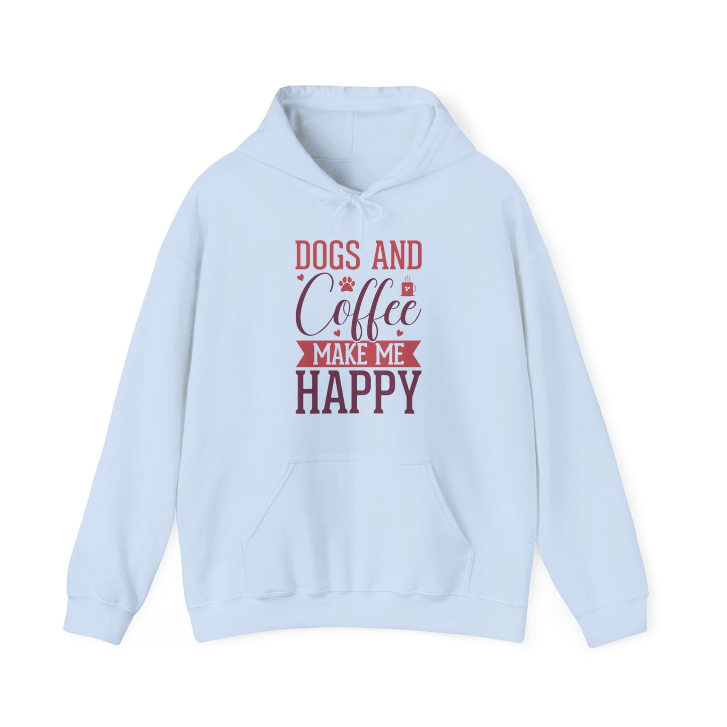 “Dogs and Coffee Make Me Happy” Unisex Hoodie – Cozy Dog Lover & Coffee Addict Sweatshirt