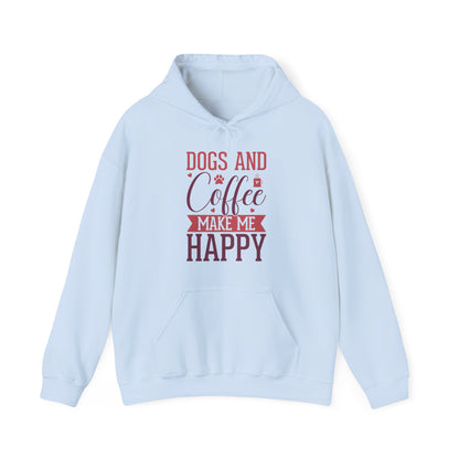 “Dogs and Coffee Make Me Happy” Unisex Hoodie – Cozy Dog Lover & Coffee Addict Sweatshirt