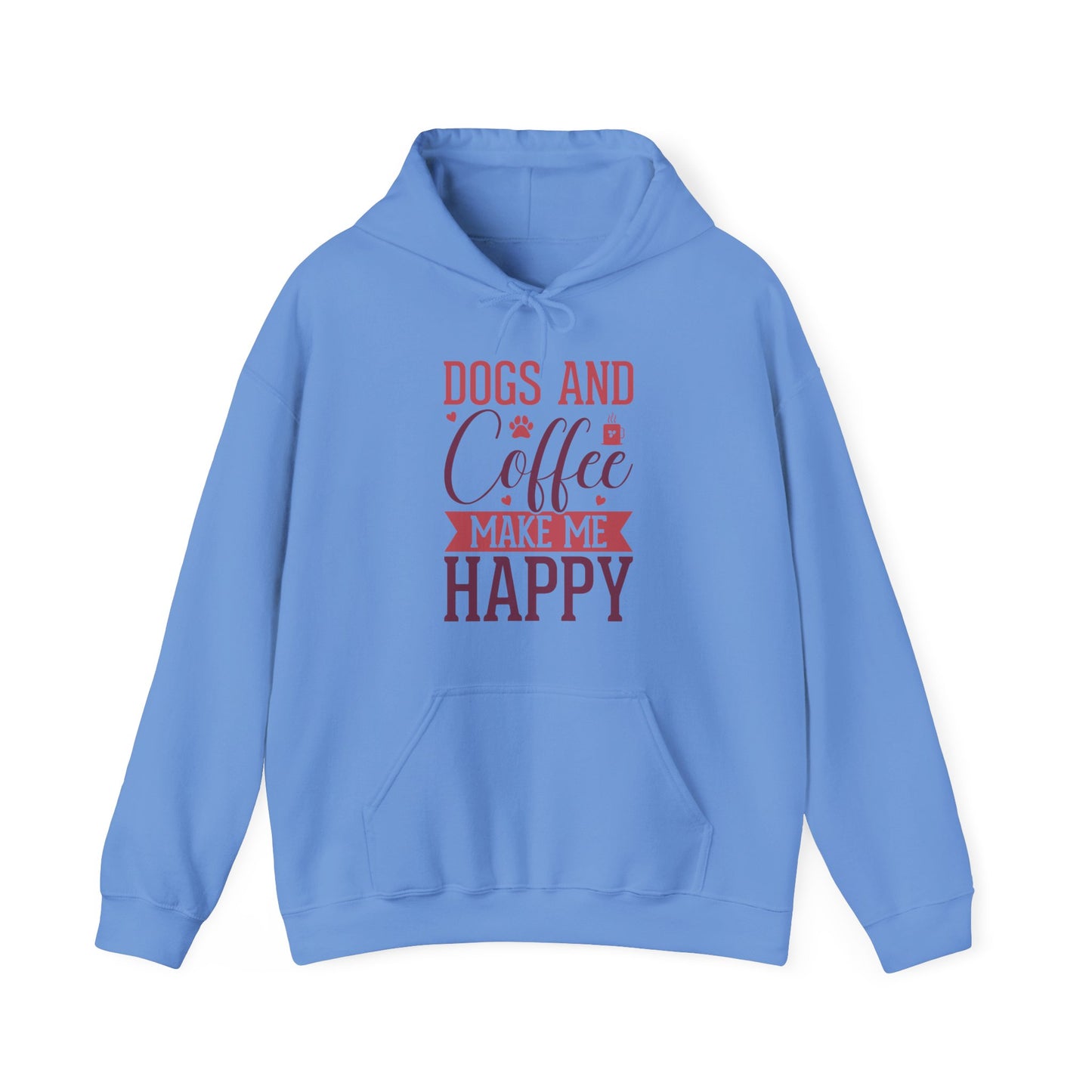 “Dogs and Coffee Make Me Happy” Unisex Hoodie – Cozy Dog Lover & Coffee Addict Sweatshirt