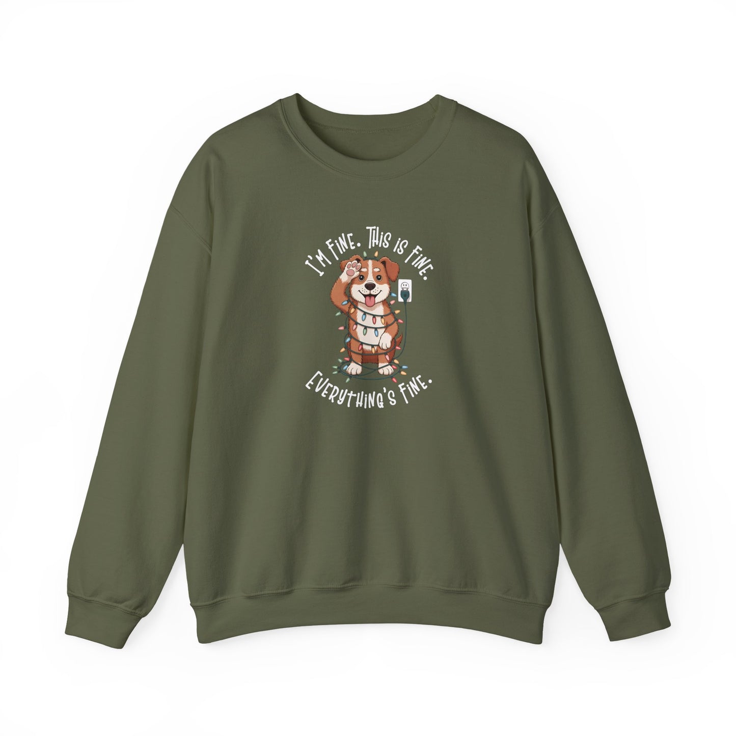 I'm Fine This Is Fine Dog Christmas Lights Sweatshirt