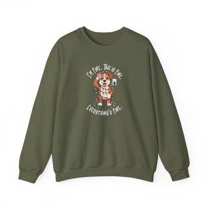 I'm Fine This Is Fine Dog Christmas Lights Sweatshirt